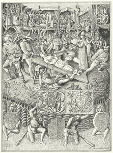 Escena de una obra de misterio medieval de German School