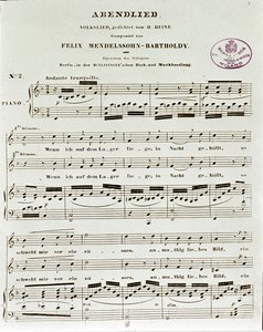 Página de partitura de Abendlied por Felix Mendelssohn de German School
