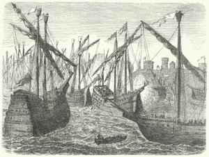 Barcos de la Liga Hanseática frente a Copenhague de German School