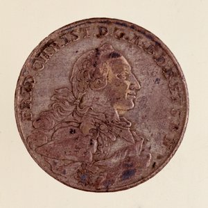 Tálero de plata de Federico Cristián, Margrave de Brandeburgo-Bayreuth (1708-1769) 1766 Diam. 4 cm Nápoles, museo arqueológico de German School