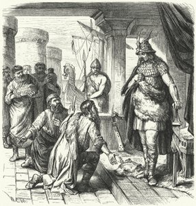 Enviados eslavos ante Rurik, príncipe de la Rus de Kiev, siglo IX de German School