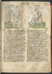 Sloane 361, f.26 El martirio de Isaías; El rey Moab sacrifica a su hijo, de 