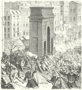Soldados en las calles de París durante el golpe de estado francés de diciembre de 1851 de German School