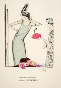 Spiegelein, Spiegelein .., sombreros de Martha Lowenthal, de Styl, pub.1922 (impresión pochoir)