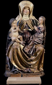 Santa Ana con la Virgen y el Niño, escultura de la escuela de Suabia del Sur, Alemania de German School