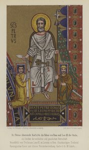 San Pedro presentando a Carlomagno la bandera de Roma y el Papa León III la estola