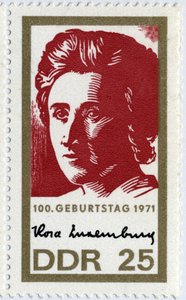Sello que representa a Rosa Luxemburgo de German School