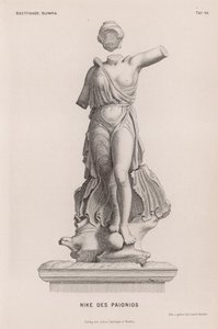 Estatua de Nike, diosa griega de la victoria, por Paionios, excavada en Olimpia, Grecia de German School