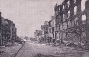 Calle en St Cloud, Cassells History of the War between France and Germany publicado por Cassell and Company Limited, c.1890 de German School