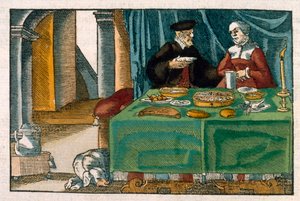 Mesa de cena, de un manuscrito alemán, c.1650 de German School