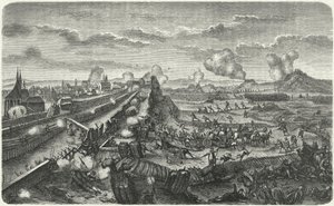 Tropas suecas atacando las defensas de Praga de German School