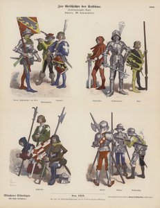 Trajes militares suizos del siglo XV de German School