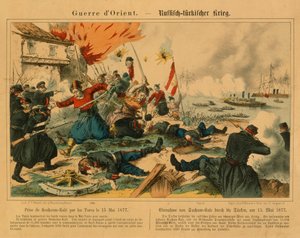 Toma de Suchum-Kale por los turcos durante la Guerra Ruso-Turca, 15 de mayo de 1877, publicada por F.C. Wentzel, Weissenburg, 1877 de German School