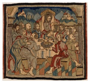 Panel de tapiz con escenas de la Pasión de un antependium, de Alta Renania (lana y lino) de German School