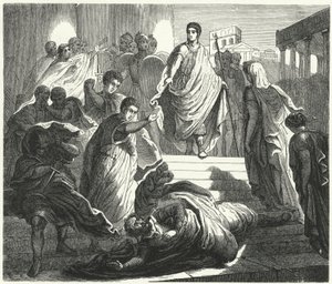 Tarquinius Superbus asesinando a su suegro, Servio Tulio, para reclamar el trono romano de German School