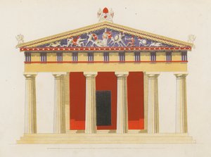 Templo de Aphaea, Egina, Grecia (litografía en color)