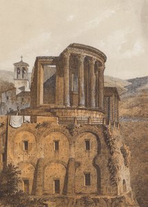 Templo de Vesta, Tívoli, Italia (litografía en color) de German School