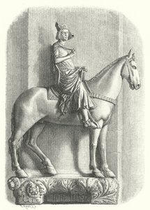 El Jinete de Bamberg, estatua en la Catedral de Bamberg, Alemania (grabado) de German School
