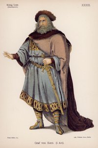 El duque de Kent, de El Rey Lear de Shakespeare (litografía a color) de German School