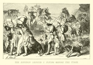 El emperador Leopoldo I huyendo ante los turcos de German School