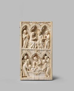 El Entierro de Cristo y la Coronación de la Virgen, ala derecha de un díptico, siglo XIV