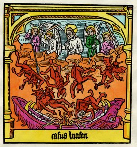 La caída de Lucifer y los ángeles rebeldes, ilustración de una copia de la 