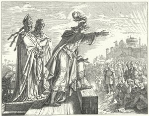 El emperador del Sacro Imperio Romano Germánico Otto III acusando a los romanos de deslealtad de German School