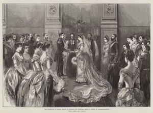 El matrimonio del príncipe Enrique de Prusia y la princesa Irene de Hesse, en Charlottenburg (grabado) de German School