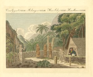 El Morai o la plaza sepulcral en la Isla de Nukahiwah en los Mares del Sur de German School