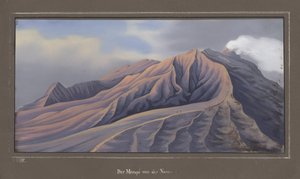 El lado norte del Merapi visto desde 4686 pies, noviembre de 1836, pl.VII de Topographischer und naturwissenschaftlicher Atlas zur Reise durch Java, por Dr. Fr. Junghuhn, Magdeburgo, 1845