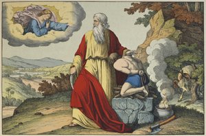 El sacrificio de Isaac por Abraham, ilustración de L