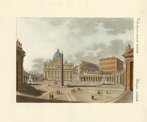 La Catedral de San Pedro en Roma (grabado en color) de German School