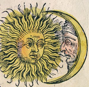 El Sol y la Luna, publicado en la Crónica de Núremberg, 1493