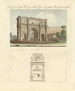 El Arco Triunfal del Emperador Constantino en Roma (grabado coloreado) de German School