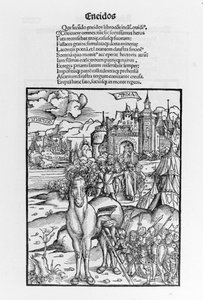 El caballo de Troya. Eneida. Xilografía de Sebastian Brant. Estrasburgo de German School