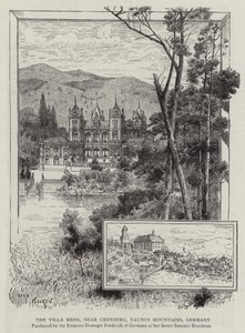 La Villa Reiss, cerca de Cronberg, Montañas Taunus, Alemania (grabado) de German School
