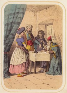 El bandolero, Albondokani, en una escena de Las mil y una noches (litografia en color) de German School