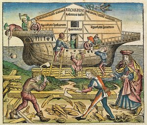 La construcción del Arca de Noé, publicado en la Crónica de Núremberg, 1493