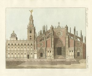 La catedral o iglesia metropolitana de Sevilla (grabado en color)