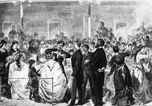 El examen de aprendices en la Tonhalle, Berlín, por un comité de la industria de la peluquería el 3 de mayo de 1881