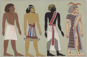 Las cuatro razas de la humanidad (litografía a color)