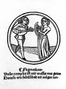 Los cuatro temperamentos: flemático (lento y apático). Xilografía, Augsburgo 1480 de German School