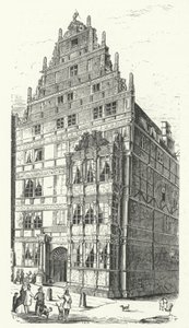La casa del polímata alemán Gottfried Wilhelm Leibniz en Hannover (grabado) de German School