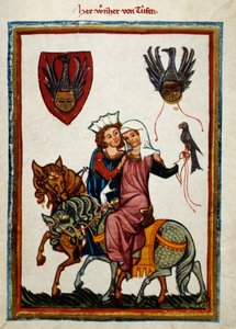 Los placeres de la caza: Rey Conradino de Hohenstaufen, Rey de Sicilia e Israel bajo el nombre de Conrad II, Duque de Suabia bajo el nombre de Conrad III y Rey de los Romanos bajo el nombre de Conrad V (1252-1268) cazando halcones de German School