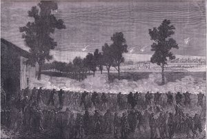 La salida de Cachan, Historia de la Guerra entre Francia y Alemania de Cassell, publicada por Cassell and Company Limited, c.1890 (litografía) de German School