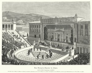 Teatro de Dionisio Eleuterio, Atenas, Antigua Grecia (grabado) de German School