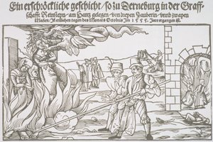 Tres Brujas Quemadas Vivas, ilustración de un panfleto de German School