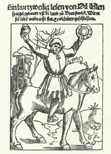 Till Eulenspiegel representado con búho y espejo de German School