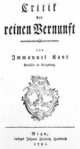 Portada de Crítica de la Razón Pura de Immanuel Kant, publicada en 1781 de German School