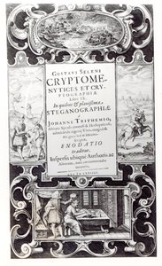 Página de título del Libro 9 de Cryptomenysis y Cryptography por Gustavus Selenus (Augustus, Duque de Brunswick), 1624 de German School